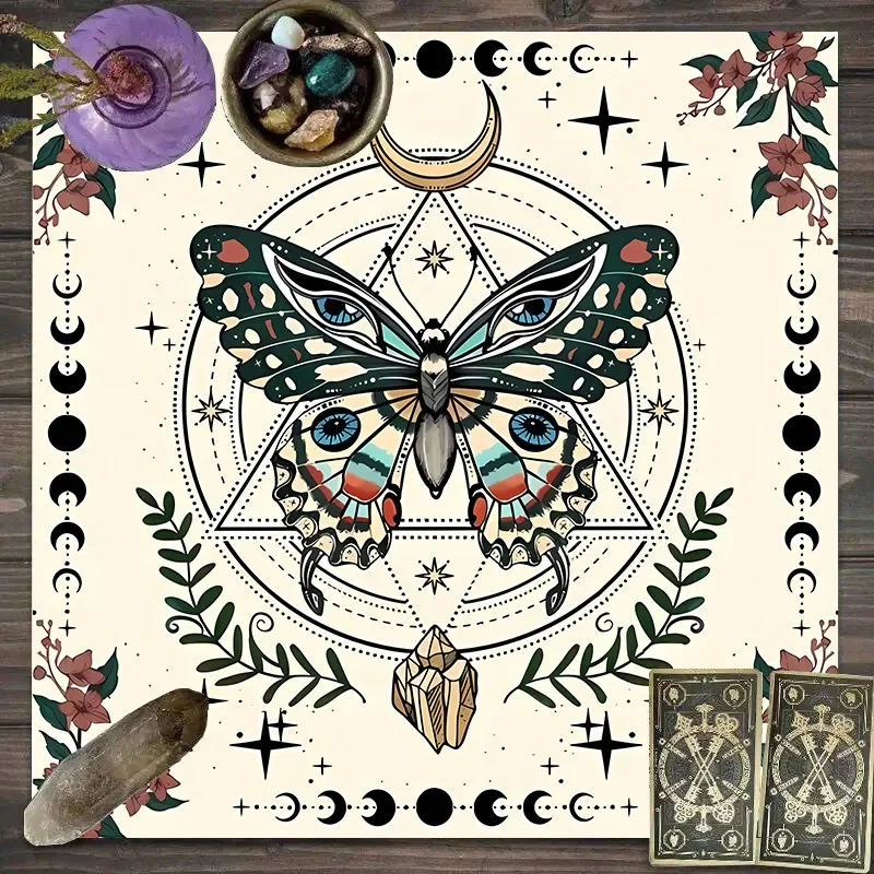 VIKAMA Gold Purple Zodiac Wheel All Seeing Eye Tarot Tablecloth Mystical Occult Altar Cloth Divination Mat Durable Home Decor