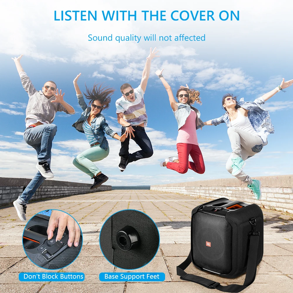 EVA Travel Carrying Cover Portable Speaker Protective Case with Shoulder Strap Base for JBL Partybox Encore Essential Speaker