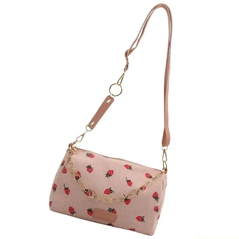 

X90D Элегантная вельветовая сумка через плечо клубничного цвета с цепочкой, многофункциональные сумки на плечо, современная для