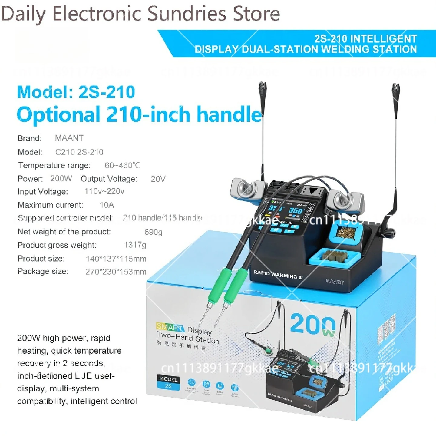 2S Soldering Station 200W Rapid Heating for Phone Motherboard Repair Multi-System Compatible