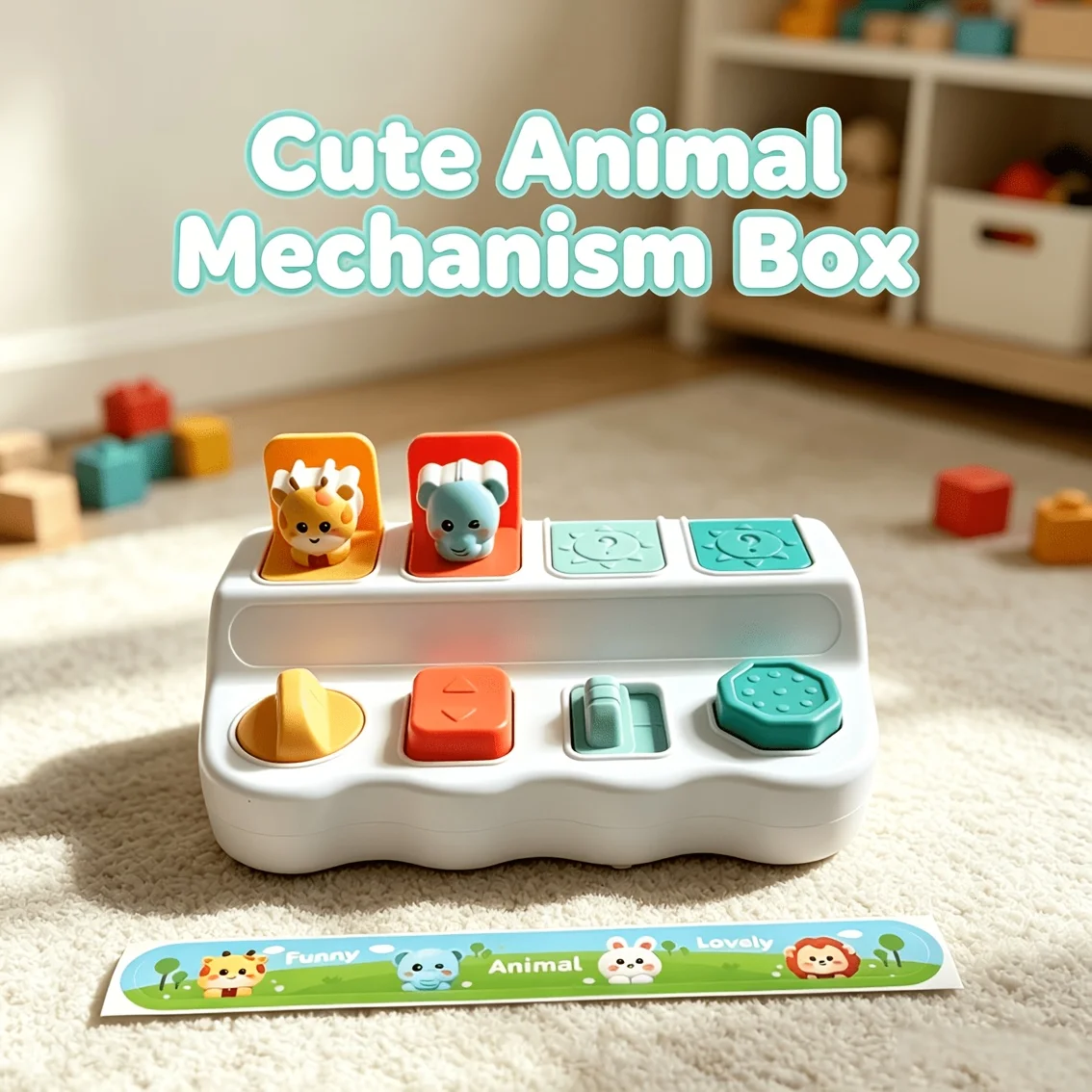 Pop Up Toy Cause and Effect Push Button Activity Box, Peekaboo Baby Cognitive Learning Toy with Random Color Switch Montessori