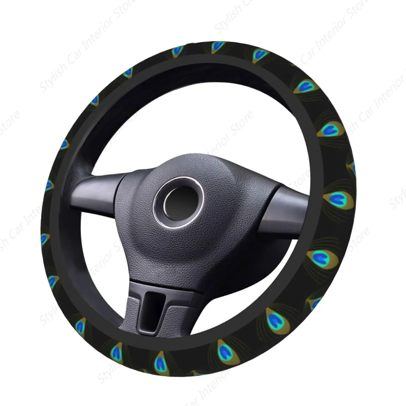 Modern Simple Peacock Feather Steering Wheel Cover for Women, Girls Universal Auto Car Anti Slip Wrap Steering Wheel cover