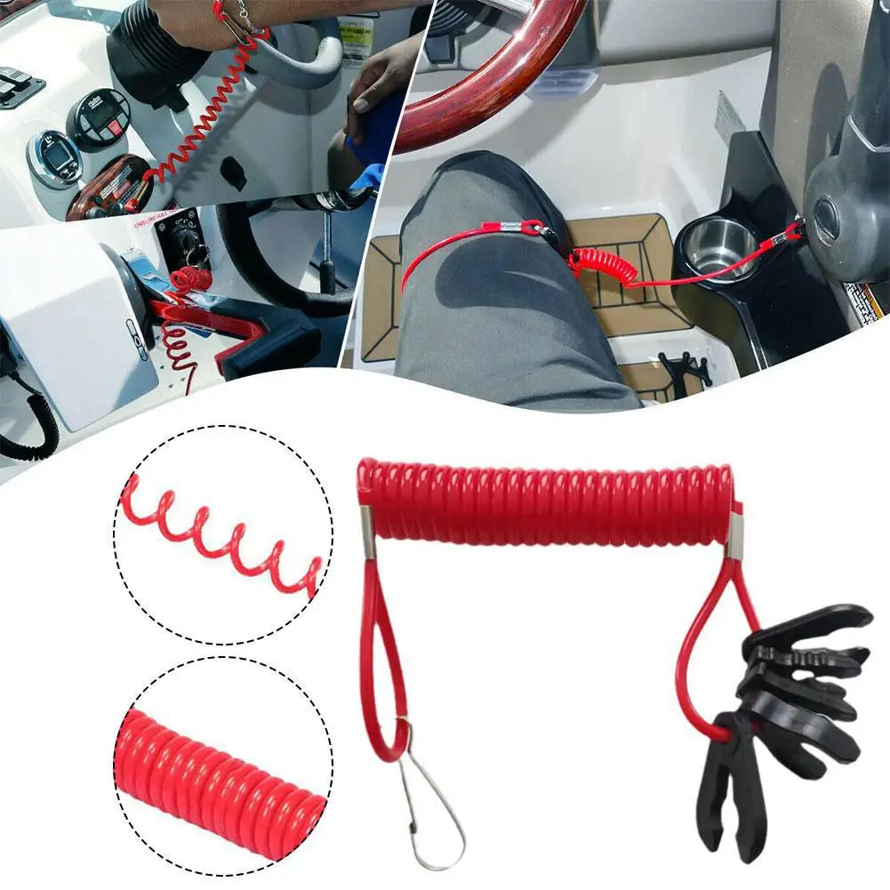 Boat Motor Emergency Kill Stop Switch Outboard Cut off Switch Tether Lanyard for Yamaha /Tohatsu Protect Tether Lanyard