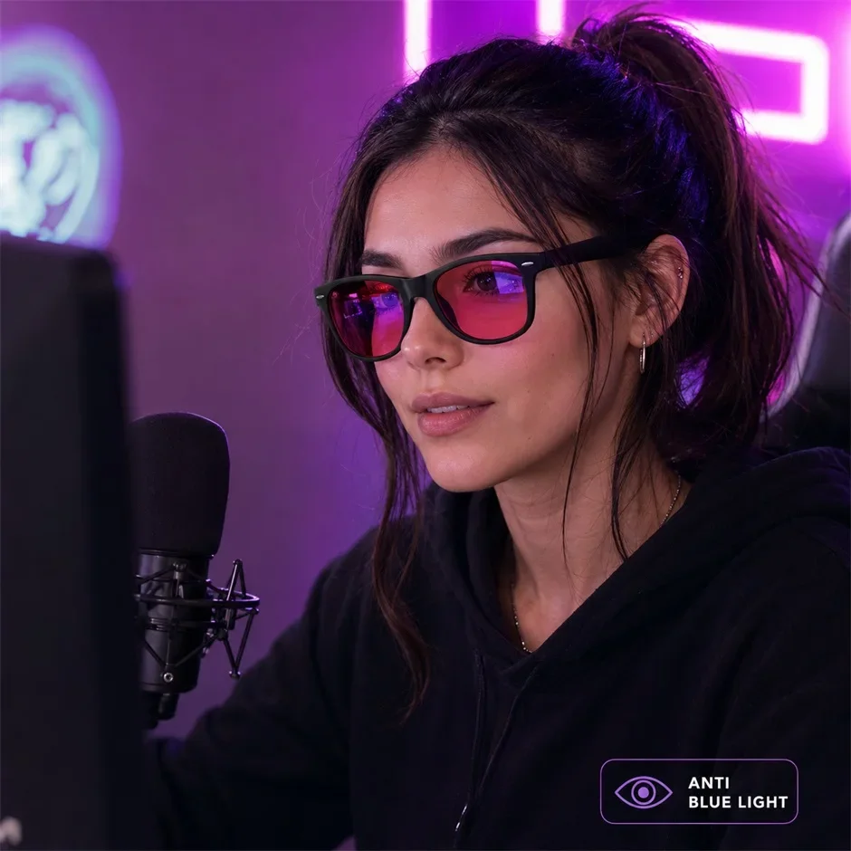 Gaming-Brille mit Blaulichtfilter, HD-Klarglas, Blendschutz, Computerbrille zur Linderung von Augenbelastung für Büro, Laptop und Gaming – Detail 11