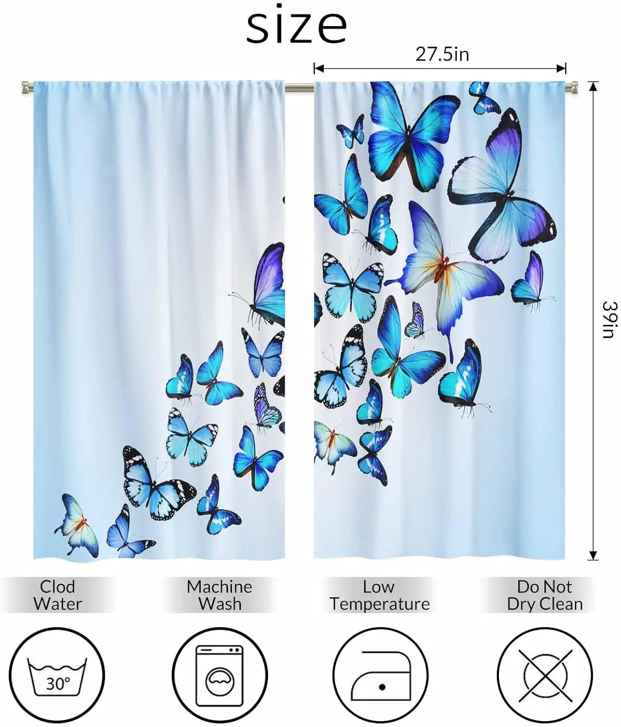 Flying Butterflies Kitchen Curtains Many Different Blue Violet Morpho Beauty Natural Short Tier Curtains for Bathroom Cafe Small