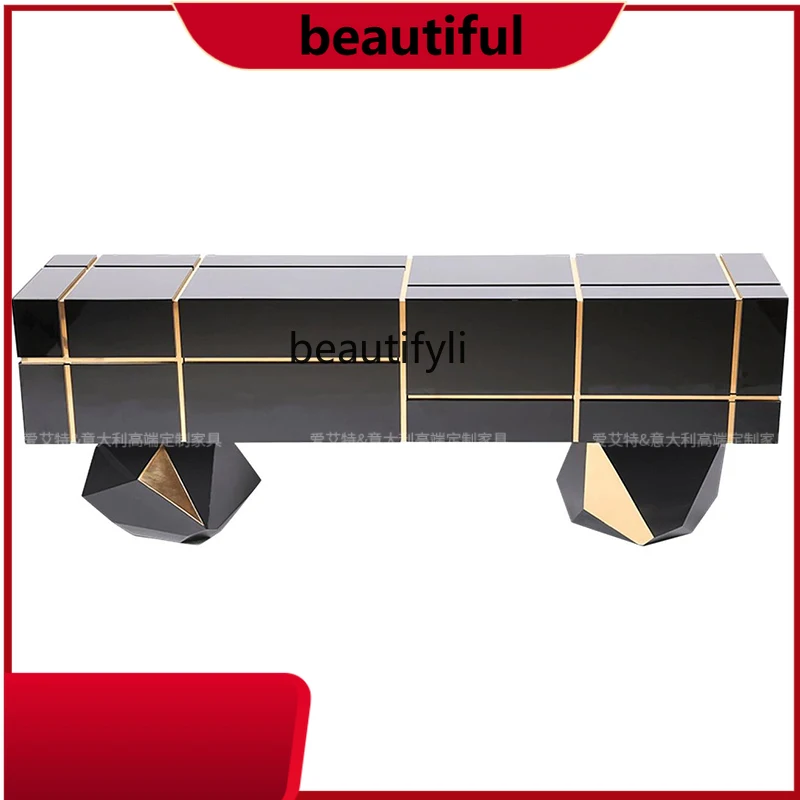 

Italian light luxury TV cabinet living room, household storage locker integrated creative personality high-end floor cabinet H