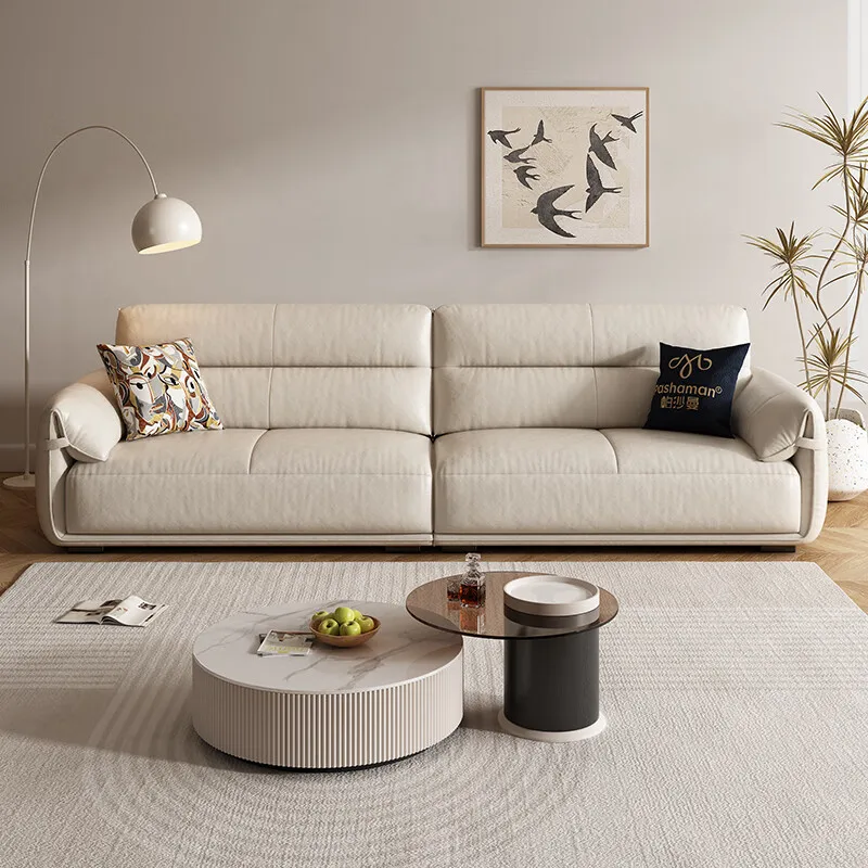 الجملة أثاث غرفة المعيشة الإيطالية الحديثة طقم أريكة رمادي جلد طبيعي أريكة الأريكة الحديثة