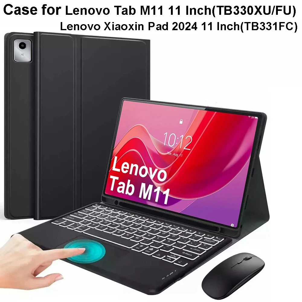 Case for Lenovo Xiaoxin Pad 2024 11 Inch TB331FC,Bluetooth Keyboard cover for Lenovo Tab M11 11inch TB330FU TB330XU
