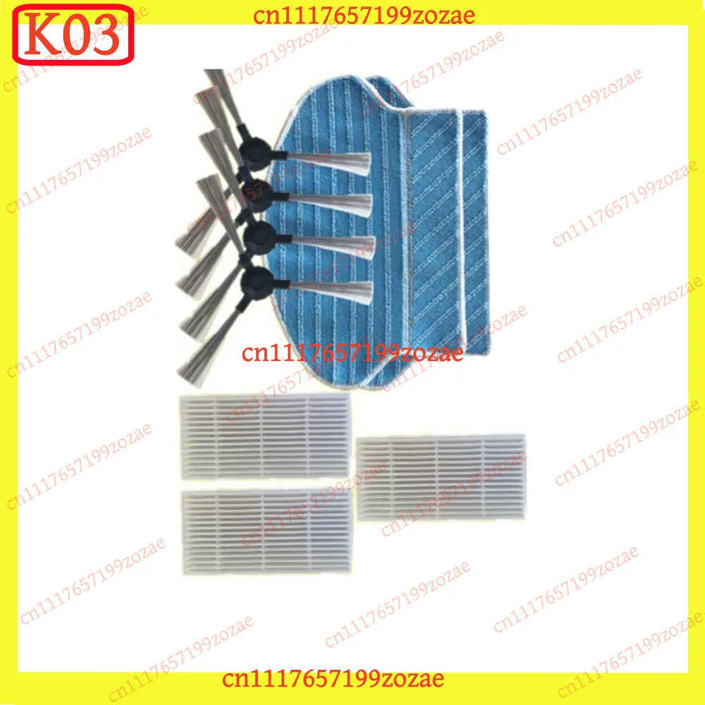 k03 HEPA Filter Mop Cloth Side Brush for Proscenic 790T Robot Vacuum, Replacement Parts