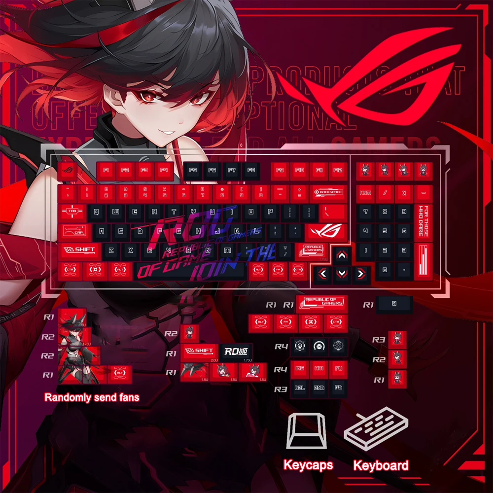 Anime keycaps pbt cereja perfil keycap personalizado gamers teclas para mx switch teclado mecânico jogos tema exclusivo teclado