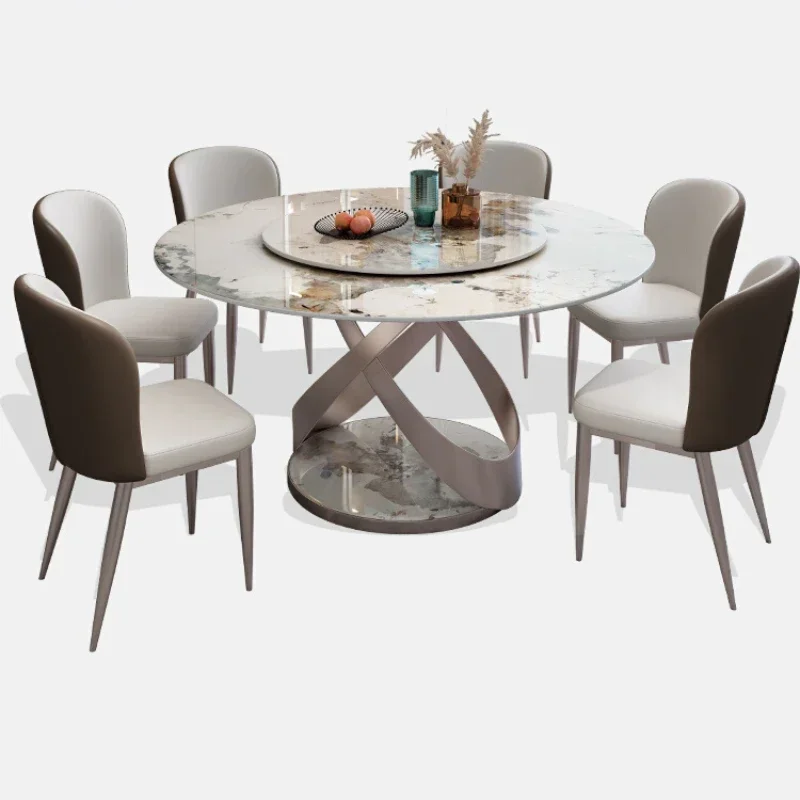 

Bright Light Luxury Stone Plate Dining Table Home Modern Minimalist Italian Marble Dining-Table