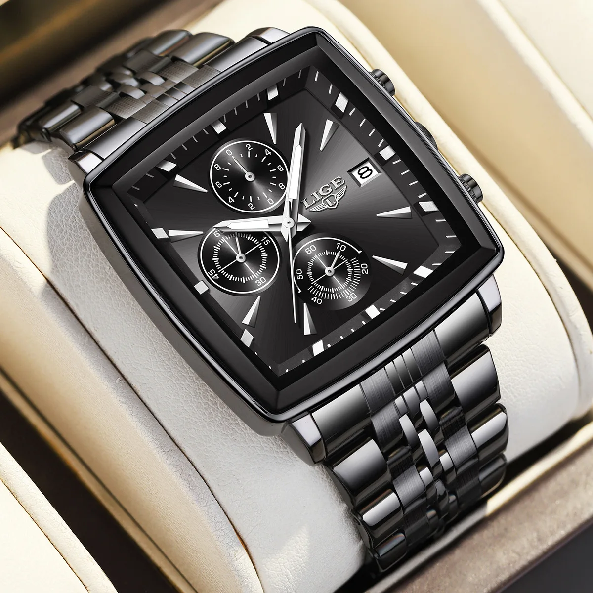 New Fashionable Personality Oversized Square Watch for Men Quartz Multi-Function High-Beauty Domestic Wristwatch