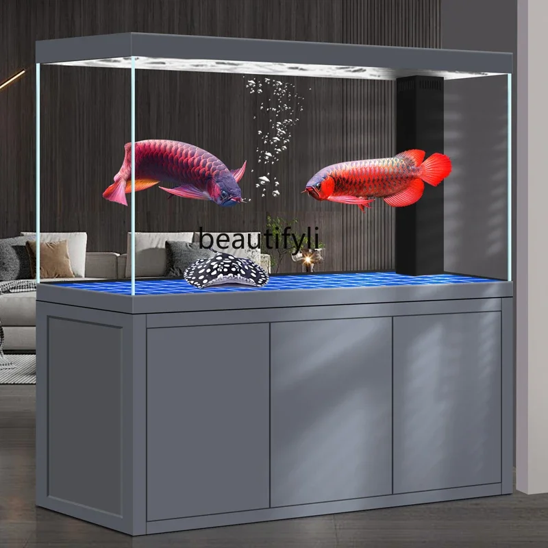 X188 مرشح سفلي لخزان الأسماك التنين، خزان أسماك زجاجي أبيض للغاية، غرفة معيشة كبيرة، حوض سمك بيئي خالي من الماء