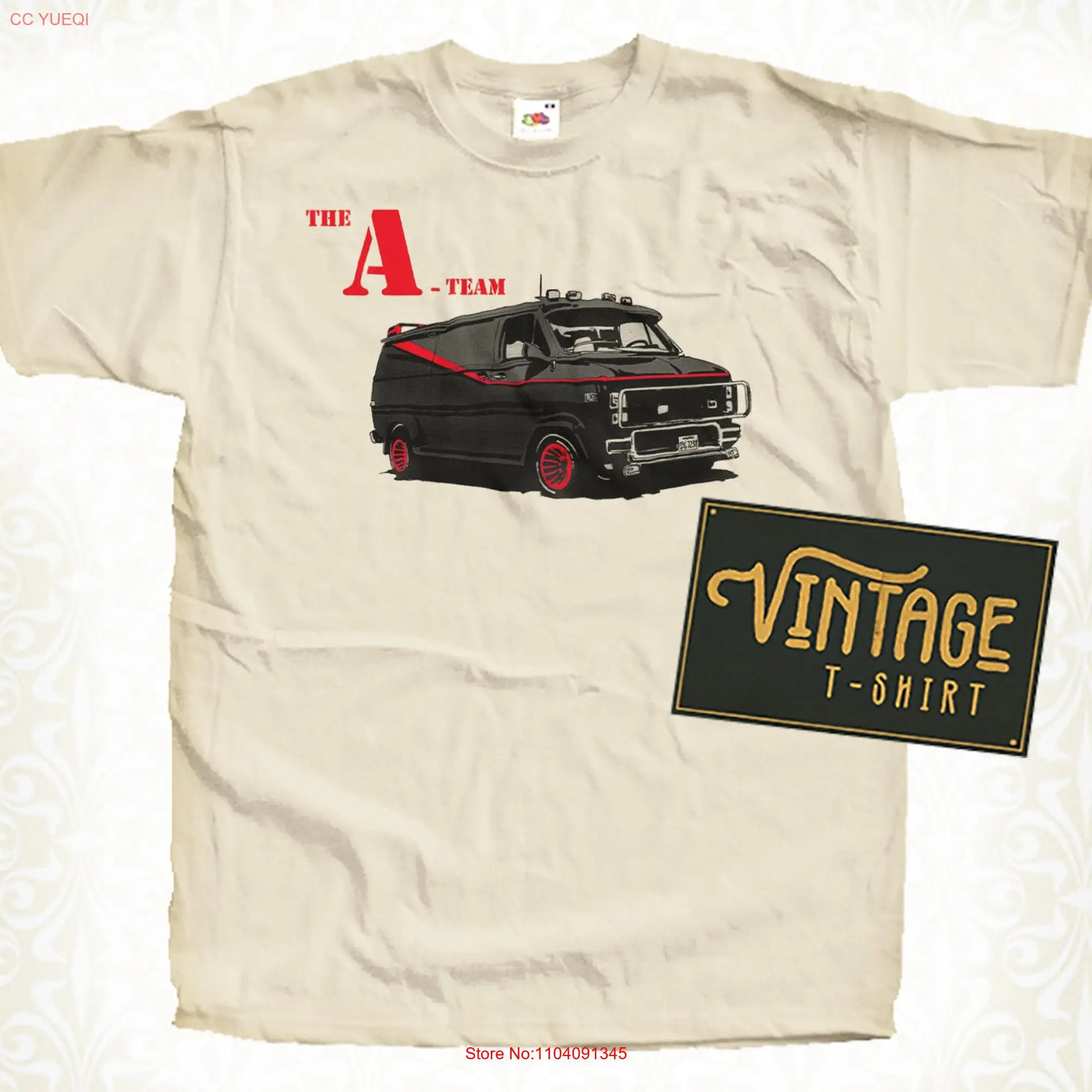 The A Team Van V1 T Shirt Vintage Natural color Men's DTG Digital Print SIZES S M L XL 2XL 3XL 4XL 5XL