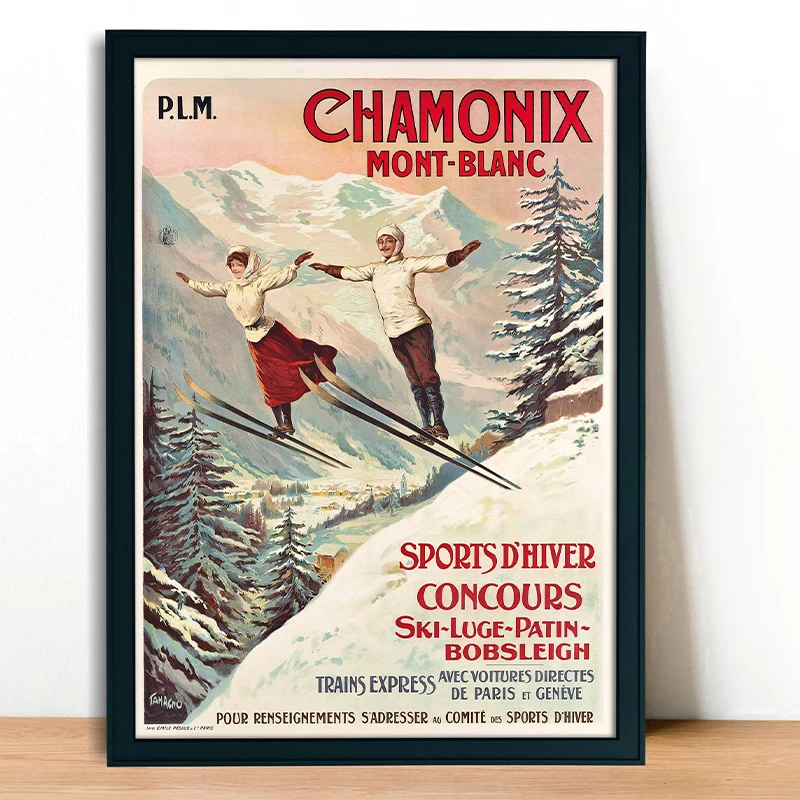 Vintage Winter Ski Horse Racing Sport Poster Canvas Painting and Prints Retro Wall Art Pictures for Home Club Cafe Decor Gift