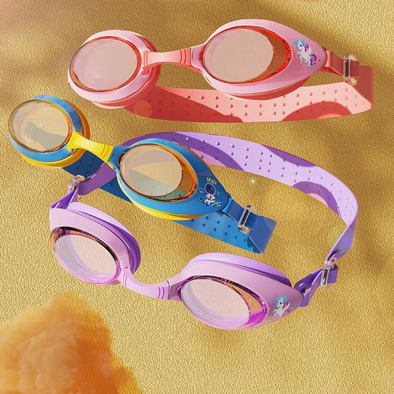 Cartoon Kids Swimming Goggles Swim Cap Set Boys Girls Silicone For Children Swim Eyewear Pool Waterproof Anti Fog Glasses