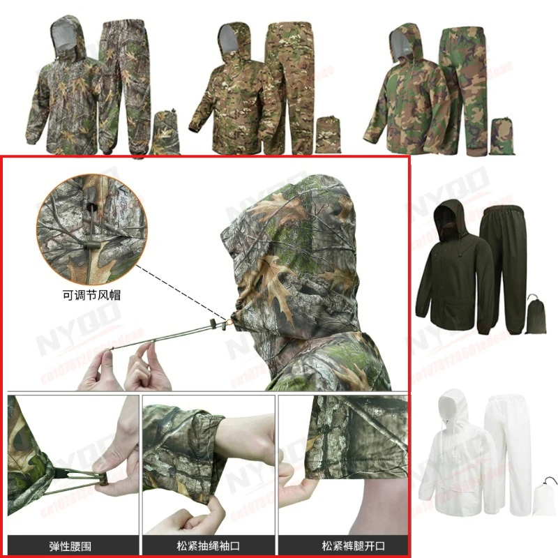 

Камуфляжный складной дождевик-комплект: портативный дорожный дождевой костюм, пончо для охоты, водонепроницаемая одежда для рыбалки, мотоциклетная штормовая куртка