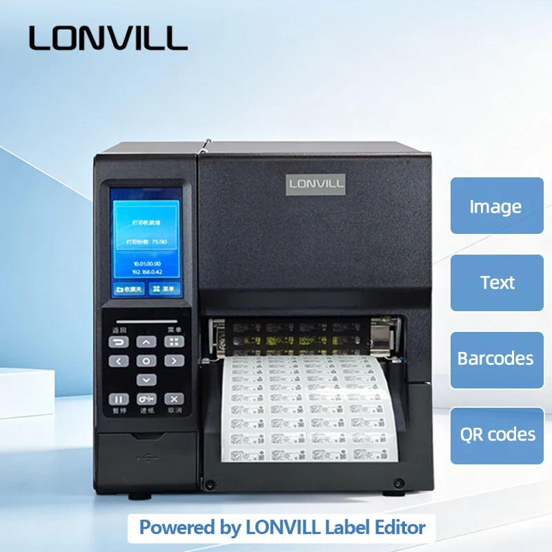 LONVILL Custom 600dpi RFID Label Design Industrial RFID Printer with Label Editor for Images Text Barcodes QR Codes