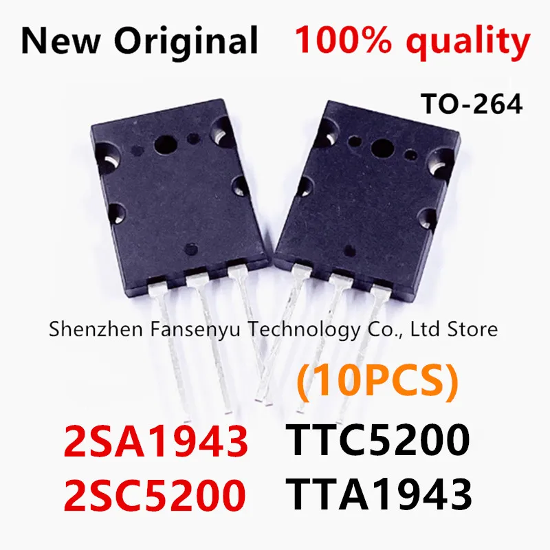 (10piece) 100% New 2SA1943 TO-3P 2SC5200 TO-3PL 3pair (5PCS SC5200 SA1943) TTC5200 TTA1943 Chipset
