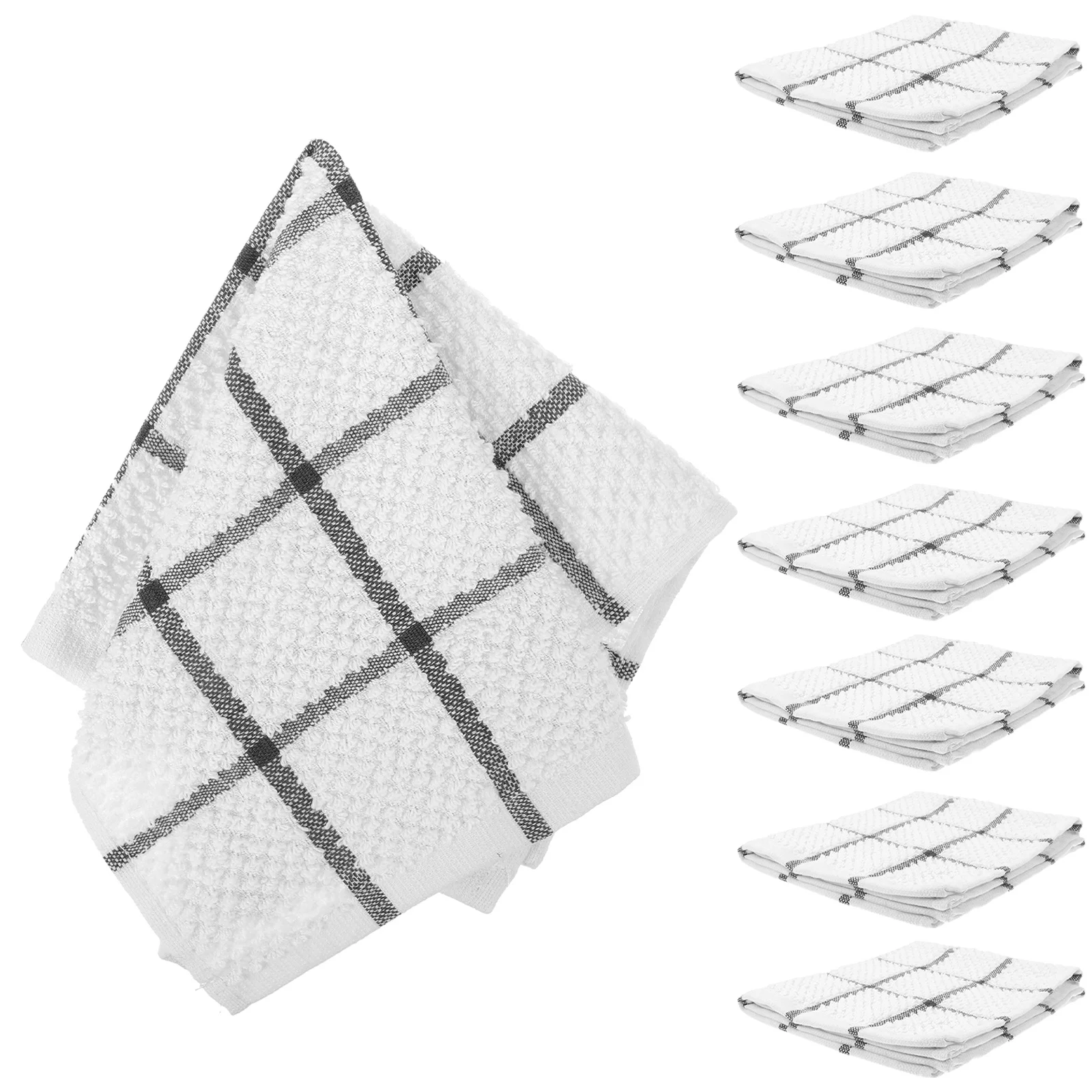 

8pcs Yarn Scouring Cleaners Cleaning Bathroom Scouring Cloth Dish Towel Gray Grid Dish Washing Towel Reusable