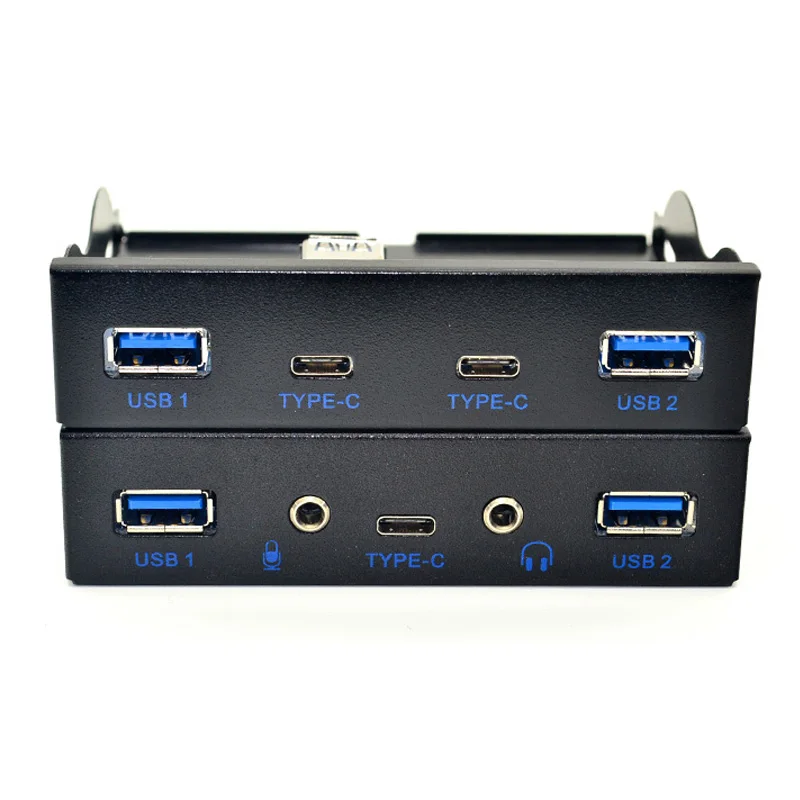 USB HUB 5 Port USB 3.1 TYPE-C USB 3.0 Front Panel HD Audio 3.5mm Earphone Jack Mic Expansion Adapter for Desktop 3.5\