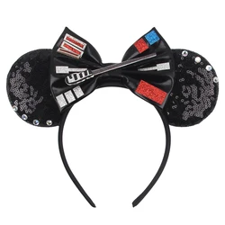 2024 Disney Character Mouse Ears Headband Sequin Bow Hairband Girls Boys Festival Party Cosplay DIY Hair Accessories Boutique