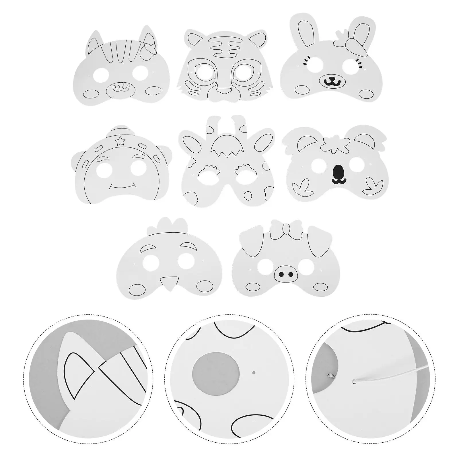 1Set Animal Shaped Blank Paper Masks Graffiti Mask DIY Painting Crafts Supplies Kids Creativity Family Interaction