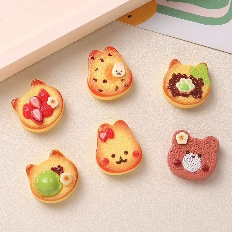 10/100pcs Cartoon DIY Resin Accessories Jewelry Cat Head Biscuits Handmade Hairpin Phone Case Shoe Buckle Accessories Batch