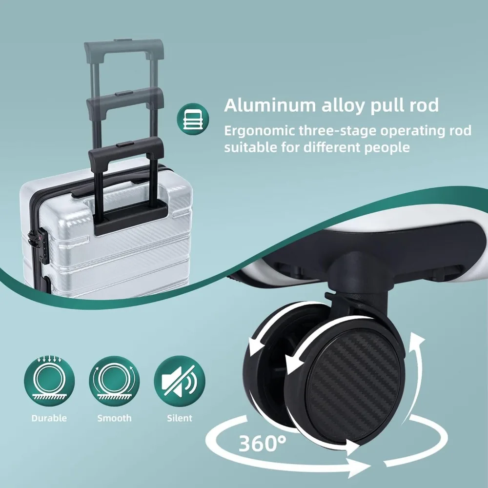 حقيبة دوارة مزدوجة خفيفة الوزن مقاس 22 × 14 × 9 معتمدة من شركة الطيران بقفل TSA YKK بغطاء صلب بسحاب حقيبة حمل للأمتعة للسفر