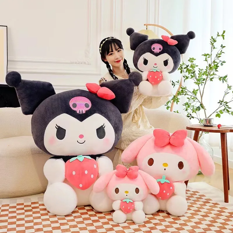 26cm Plüschtiere Sanrio Kuromi meine Melodie Plüsch puppen Spielzeug niedlichen Erdbeer Stofftiere Plüsch Spielzeug Kissen Schlafzimmer Dekoration