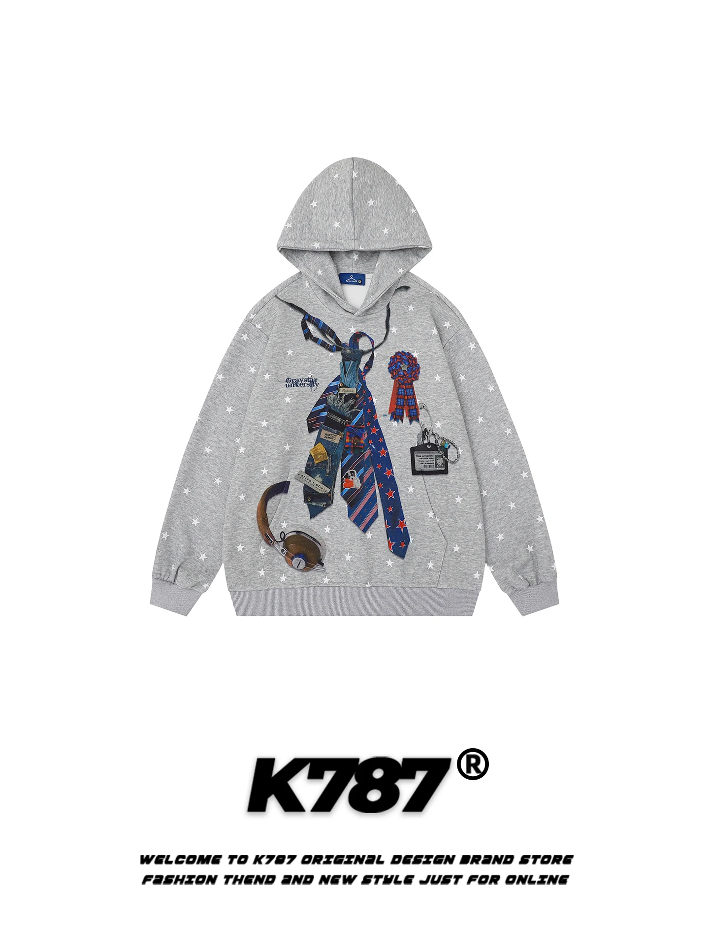 

Худи K787 в американском ретро-стиле с принтом, повседневная свободная толстовка, верхняя одежда для пар, хлопок/полиэстер, осень-зима, уличный стиль