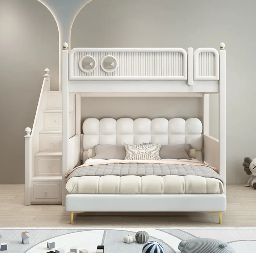 #Children's Room Multifunctional Staggered Bunk Bed With Upper And Lower Bunk Beds