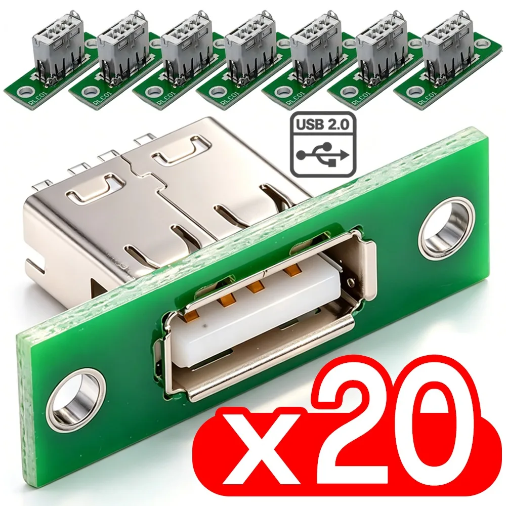 1-20Pcs DIY Panel Mounting Repair Charging Interface Wire-weld Terminal USB2.0 with Fixed Board Connector for Circuit Modificate