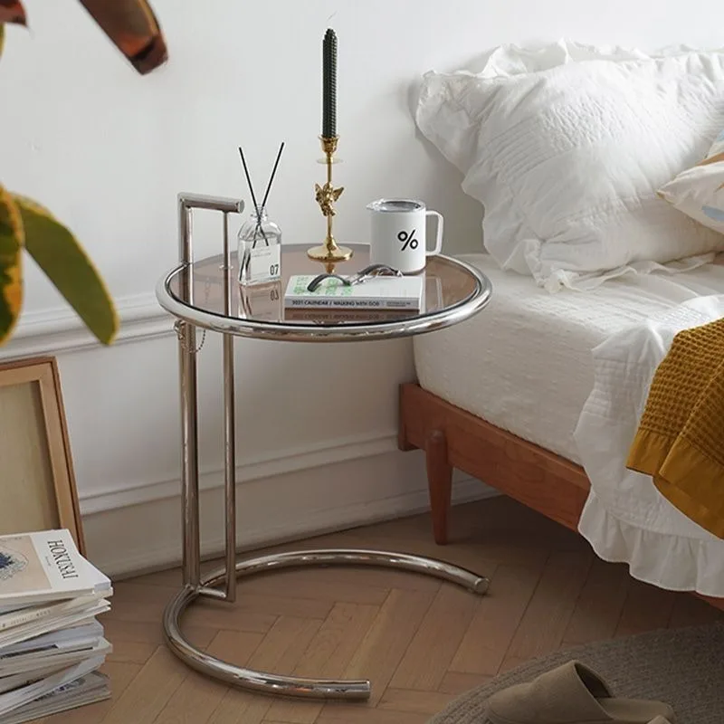 Creative second-hand coffee table small apartment tempered glass ins liftable living room stainless steel side table