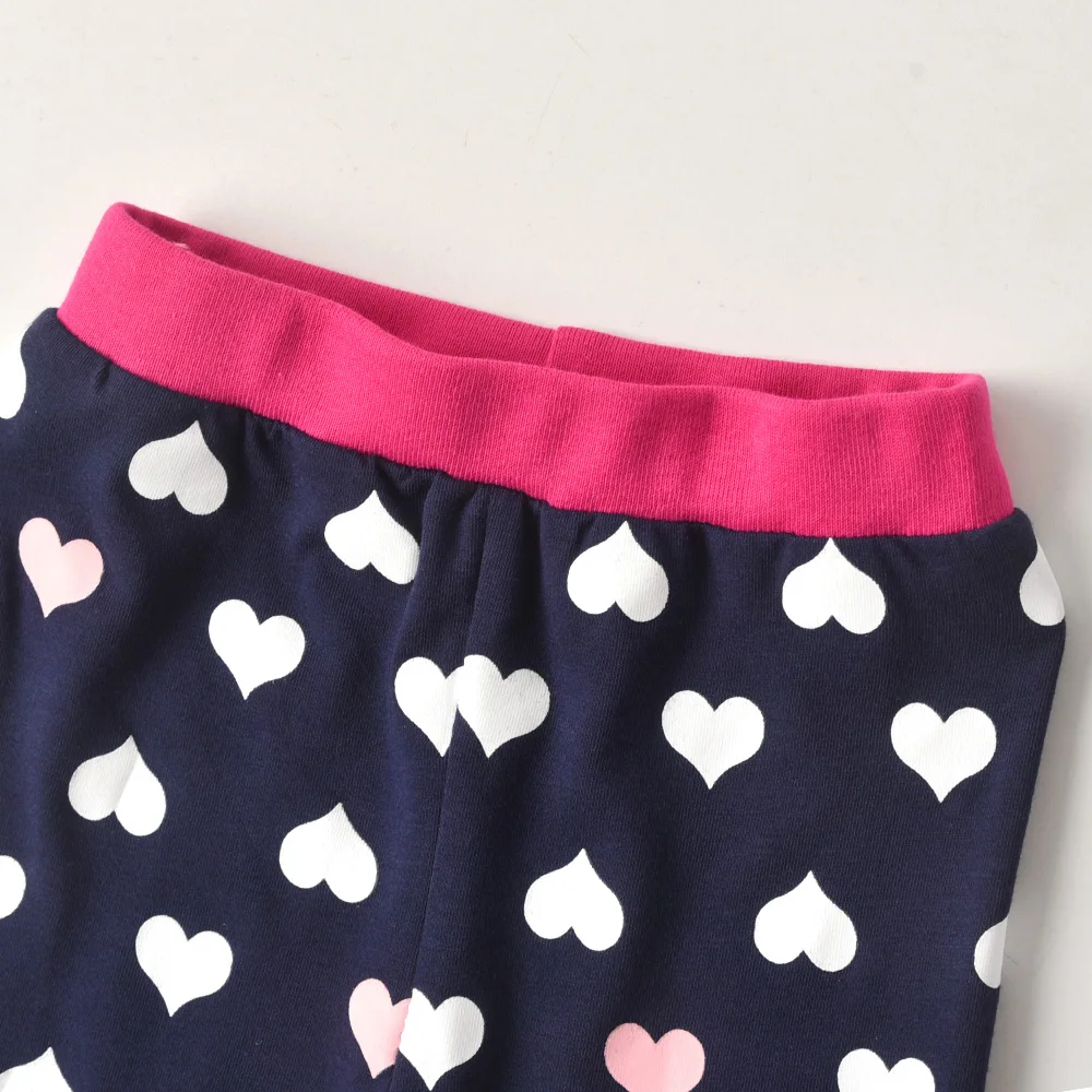 DXTON Girls Heart Shape Print Leggings Pants Girls Cotton Trousers Autumn Spring Kids Skinny Pencil Pants Toddlers Costumes