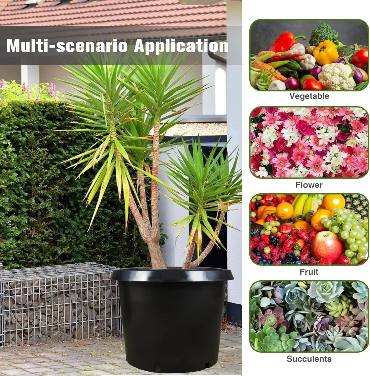 

[XMSJ]20 Gallon Flexible Nursery Pots Gallon Pot with Drainage Holes Plastic Plant Container Suitable for Indoor Outdoor Vegetab
