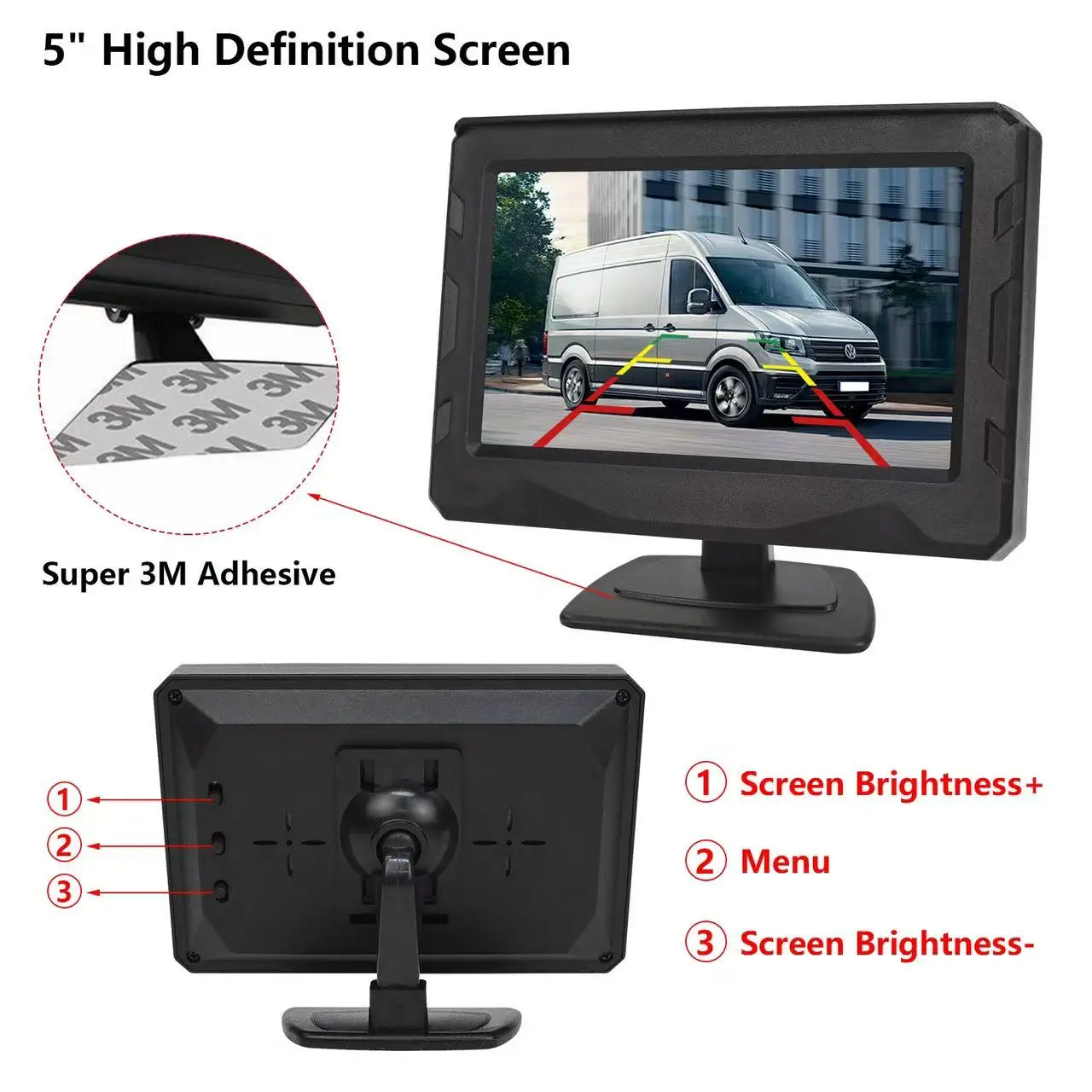 Cámara de visión trasera de coche con Monitor para estacionamiento de camiones, cámara trasera con pantalla de 4,3 ", visión nocturna, fácil instalación