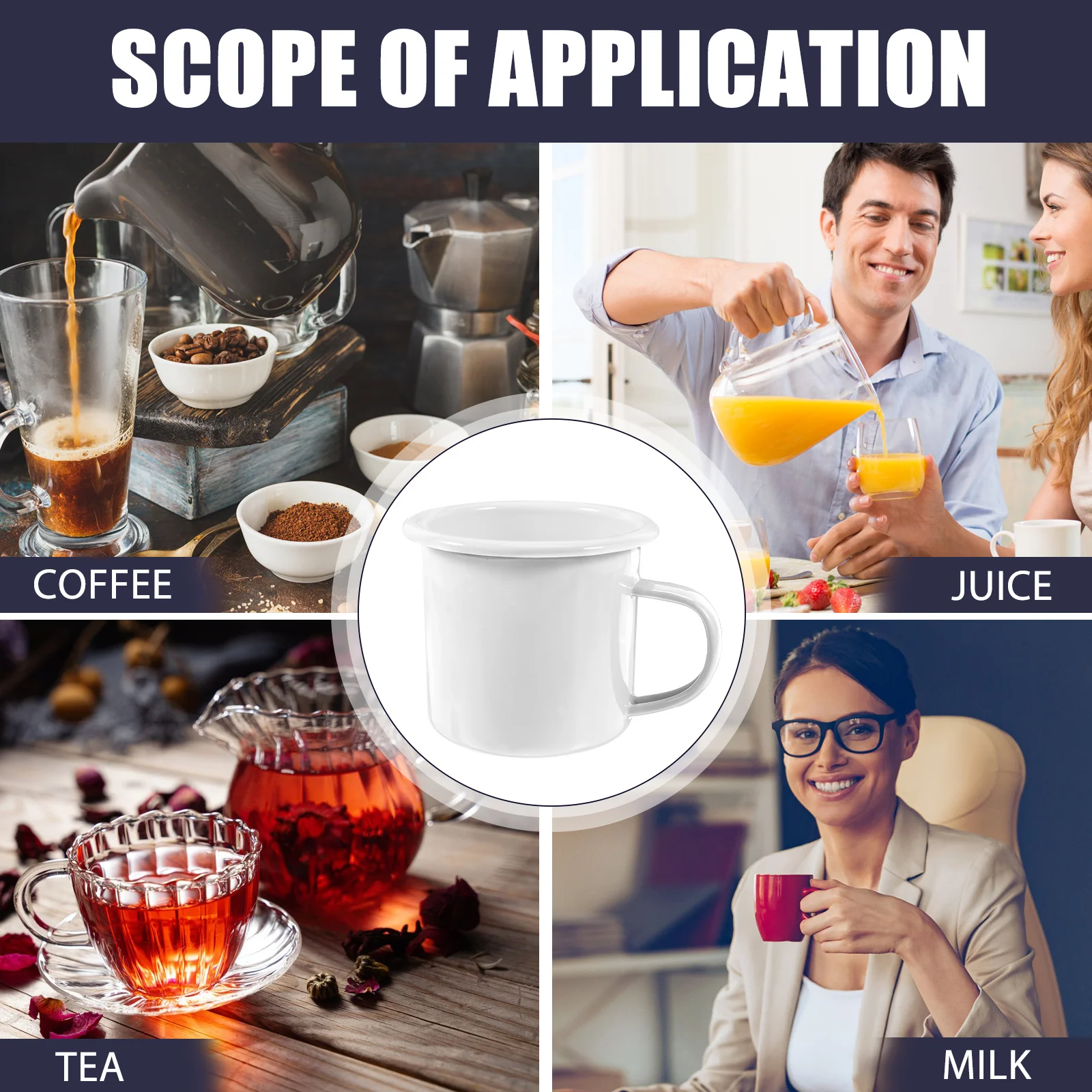 

2Pcs Enamel Coffee Mugs Rustic Design Excellent Texture Portable for Anywhere Outdoors Easy to Carry and Clean