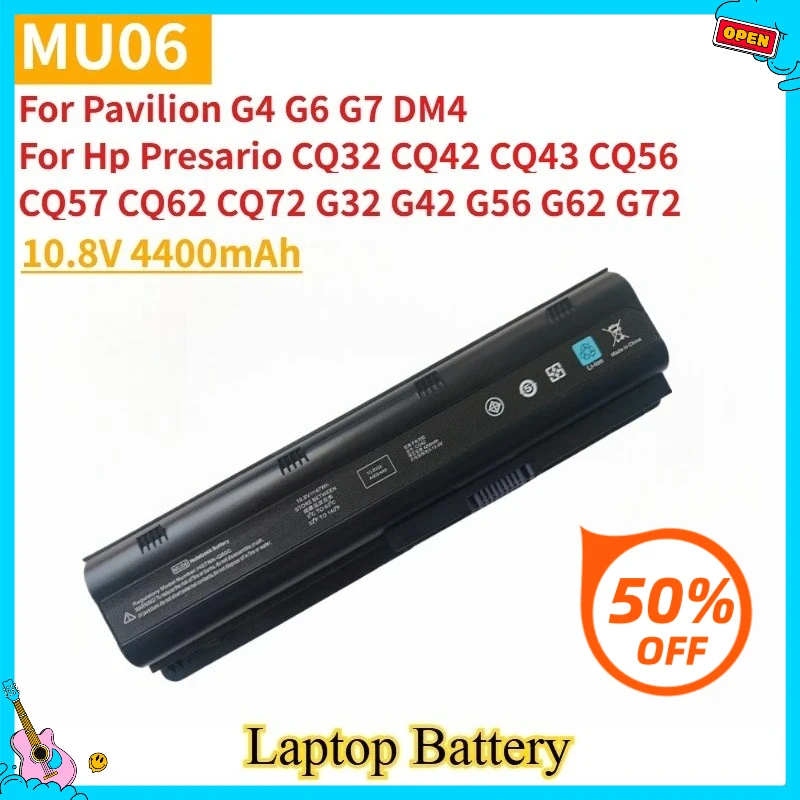 جديد استبدال بطارية الكمبيوتر المحمول MU06 10.8V 4400mAh ل بافيليون G4 G6 G7 DM4 ل Hp Presario CQ32 CQ42 CQ43 CQ56 CQ57 CQ62 CQ72