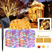 Solar String Lights Outdoor,Copper Wire Solar Fairy Lights,8 Modes,Waterproof,for Christmas Tree Wedding Party Garden Decoration