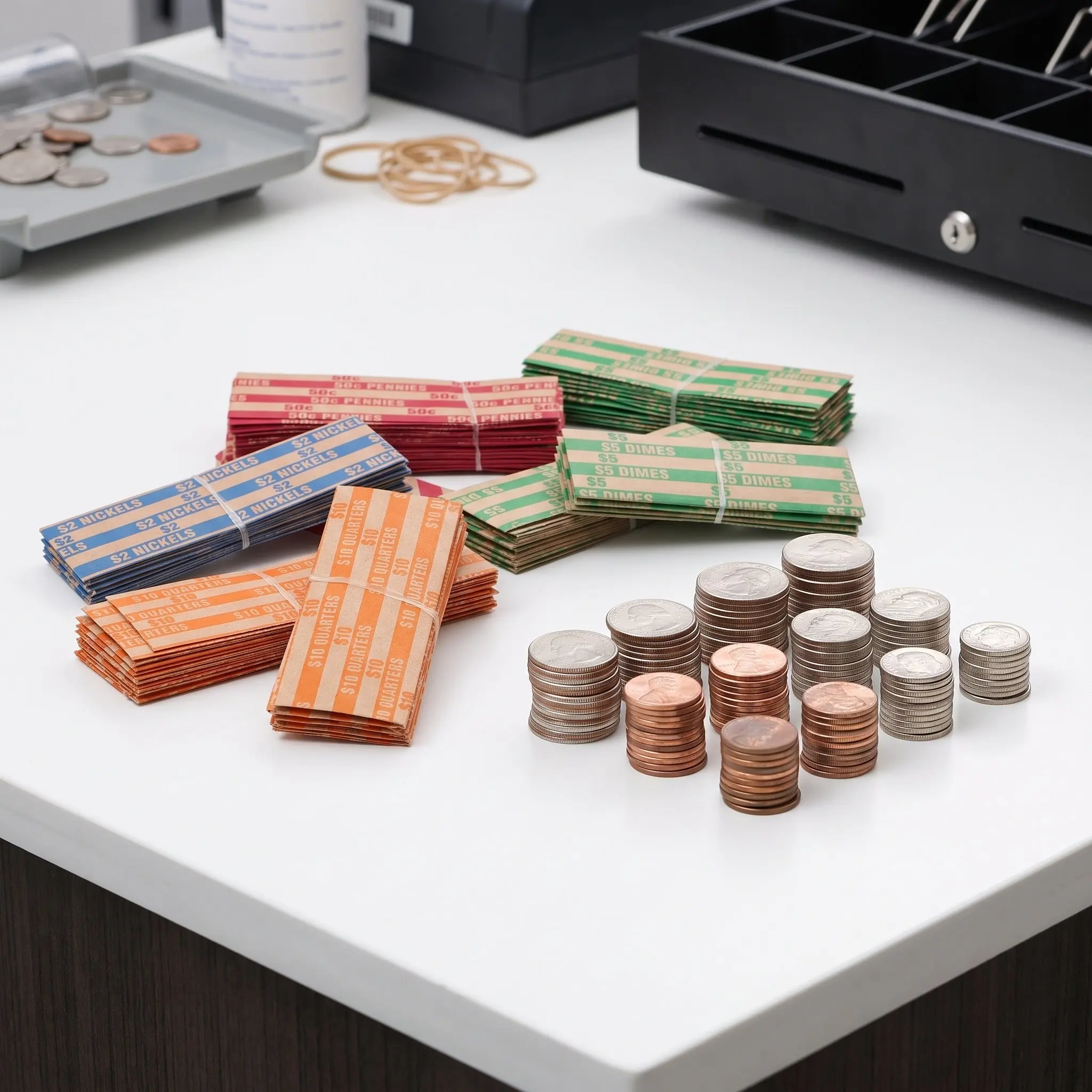 750Pcs Color Coded Quarter Coin Wrappers, Paper Roll Sleeves Coin Wrapping Tubes for Coin Storage Business Office Supplies
