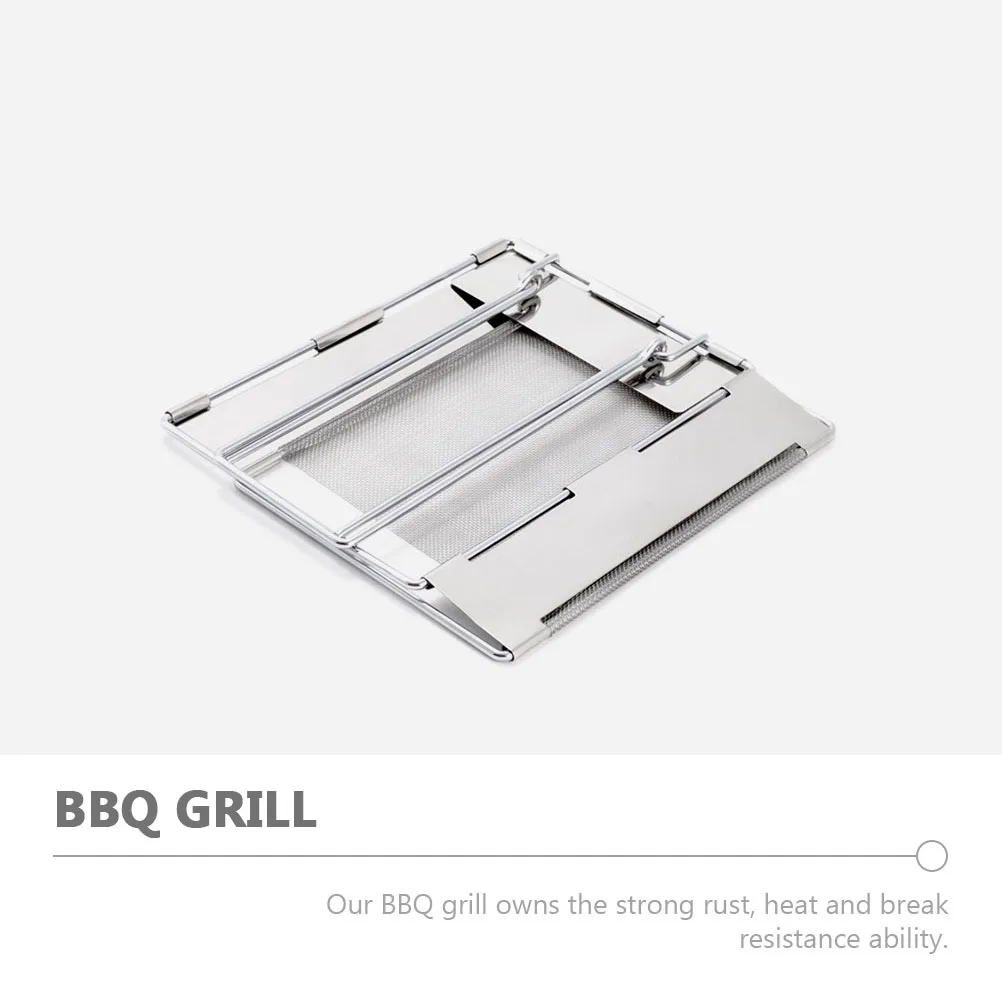 

Portable Stainless Steel Bbq Grill Rack Foldable Sausage Holder Heat Resistant Outdoor Toast Baking Rack Roasting Pan