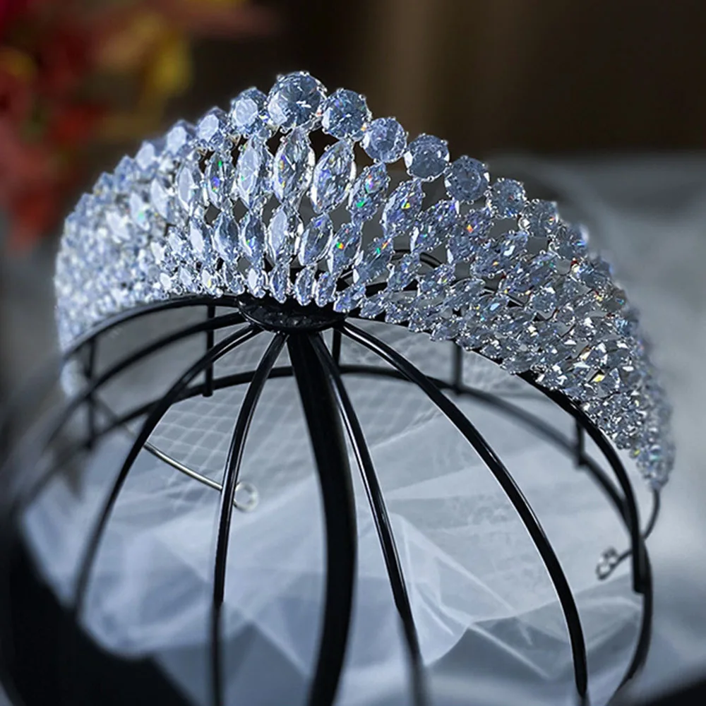 A366 Zirkonia Hochzeit Braut Diademe und Kronen Festzug Haarschmuck Party Kopf bedeckungen für Frauen Prinzessin Geburtstag Krone Kopfschmuck