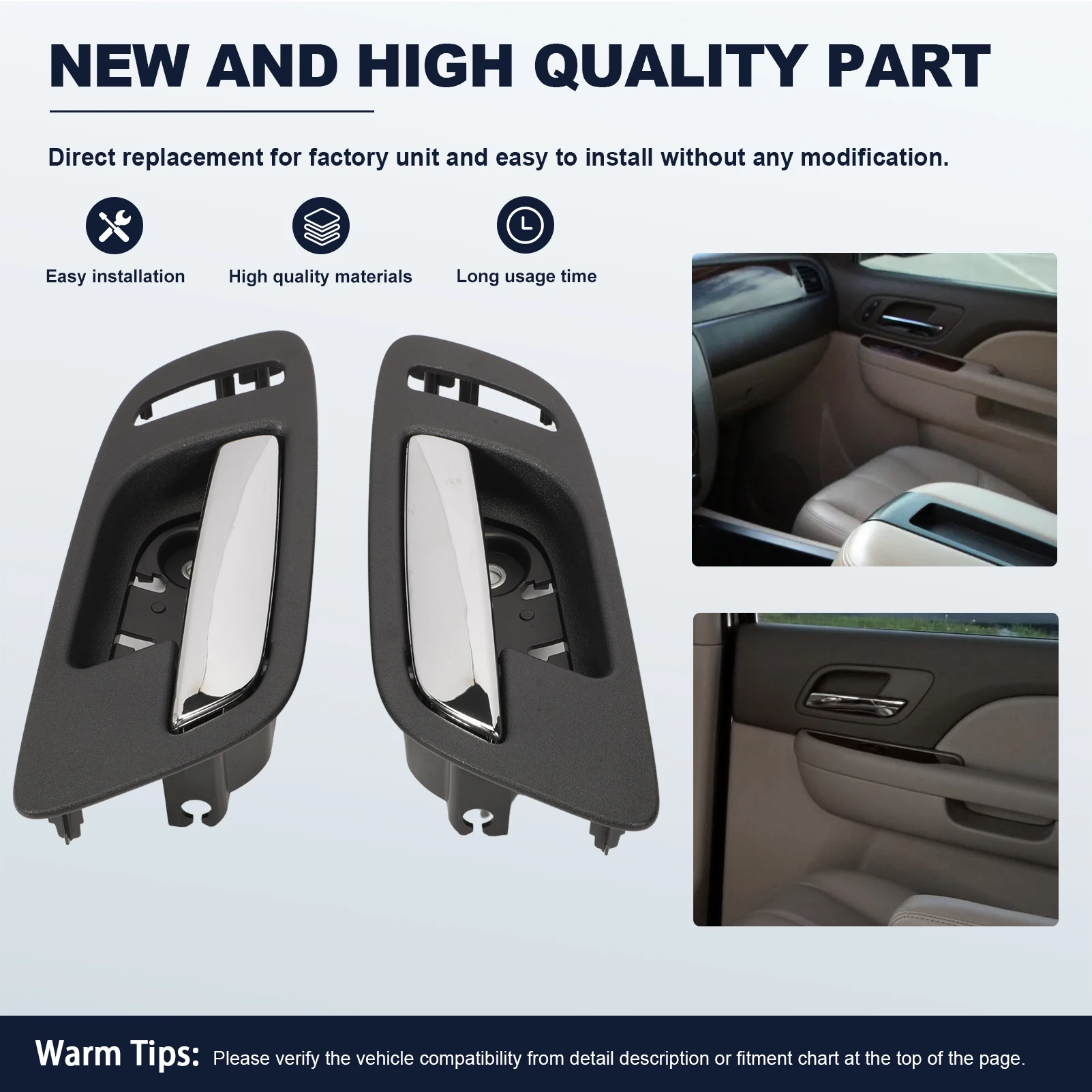 

4 PCS Interior Door Handle Set 15935951 for 2007-2013 Sierra 1500