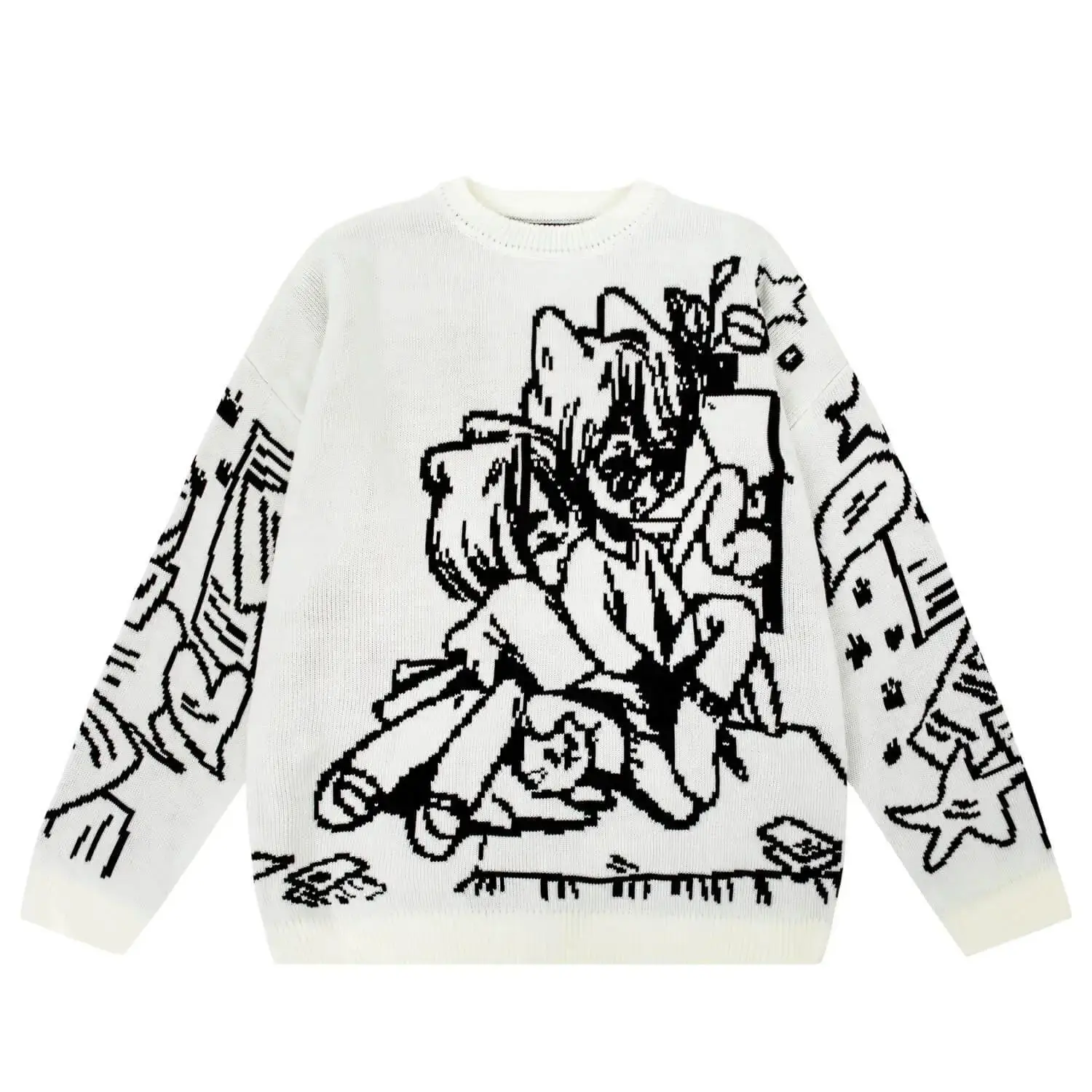 Sweetheart Cute Lolita Vintage Punk Pullover Streetwear Anime Girl Cartoon Gothic Loose Knitt Sweatshirt Fairy Grunge Sweaters