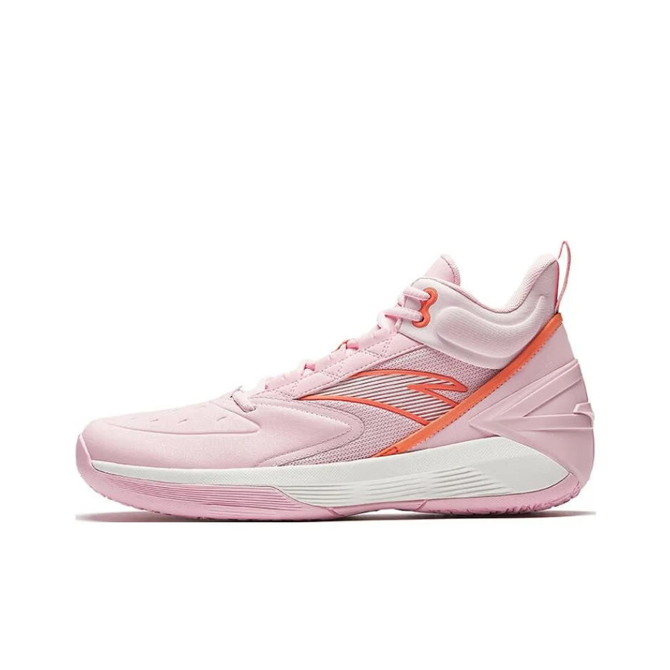 Anta Cushioning Slip Resistant Abrasion Resistant High top Basketball Shoes Men's Pink Orange 912511604Q-4