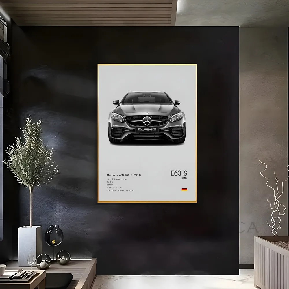 Cool M-Mercedes-B-Benz-AMG GT EVO A45 SLS Poster Sticky Wall Art Printing Waterproof Home Living Bed Room Bar Aesthetic Decor