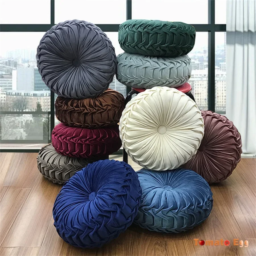 Throw Pillow for Couch Decorative 3D Pumpkin Vehicle Wheel Round Velvet Cushion for Sofa Bed Floor Office Chair Cushions Pad