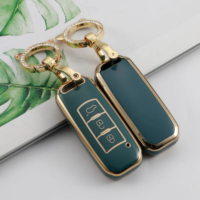 Gold Edge Car Remote Key Case Cover Shell Fob For GAC Trumpchi GS GA3 GA3S GA5 GA6 GS4 GS8 GS5 GS3 GA4 Keychain Auto Accessories