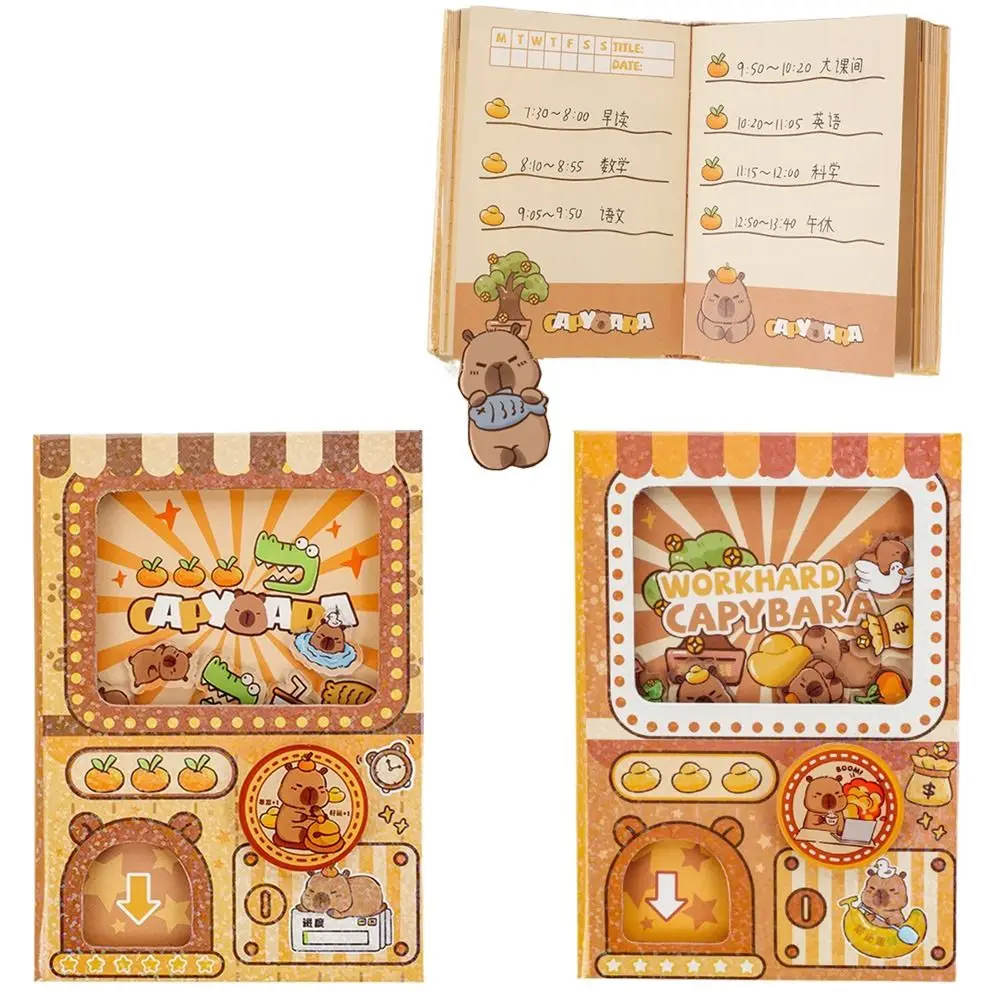 Creative Gashapon Machines Notebook Portable Hardcover Capybara Pocket Book Color Inner Page Thicken Paper Fun Small Notepad
